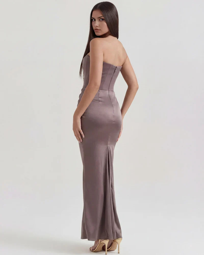 Noelia | Strapless Corset Ruched Maxi Dress