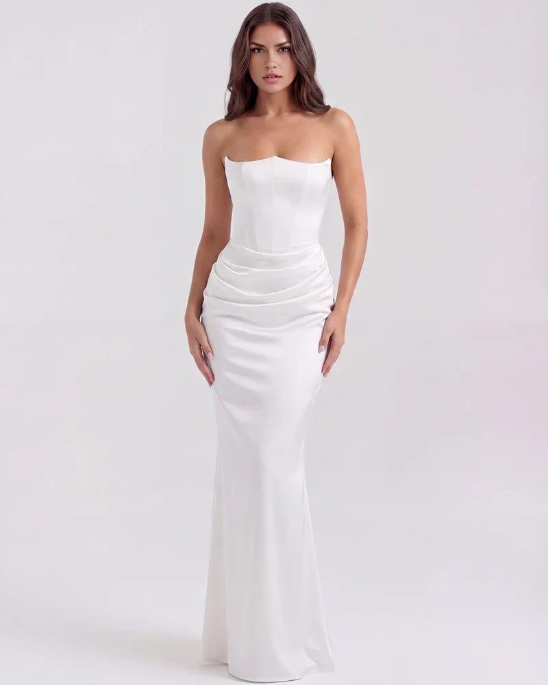 Noelia | Strapless Corset Ruched Maxi Dress