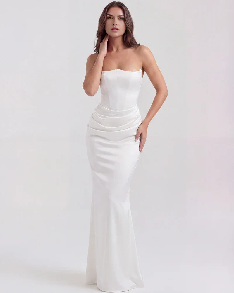 Noelia | Strapless Corset Ruched Maxi Dress