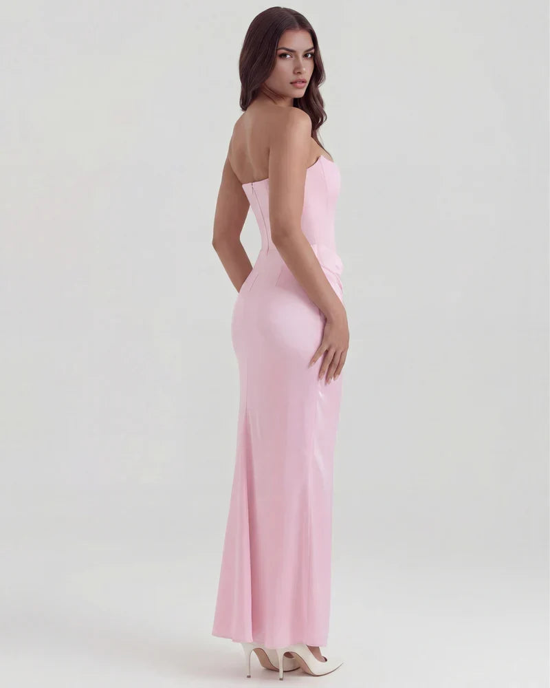 Noelia | Strapless Corset Ruched Maxi Dress