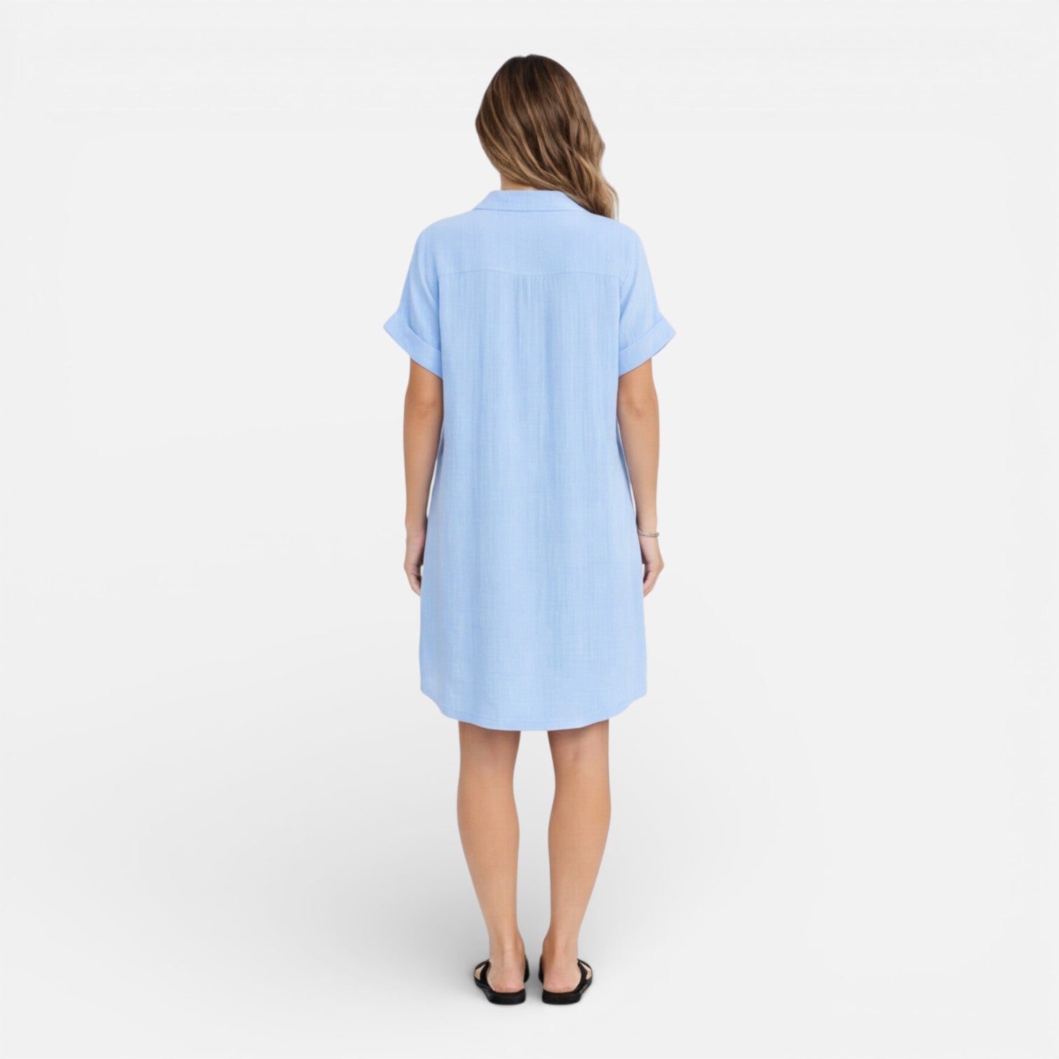 Sawyer | Relaxed Linen-Blend Midi Shirt Dress with Pockets