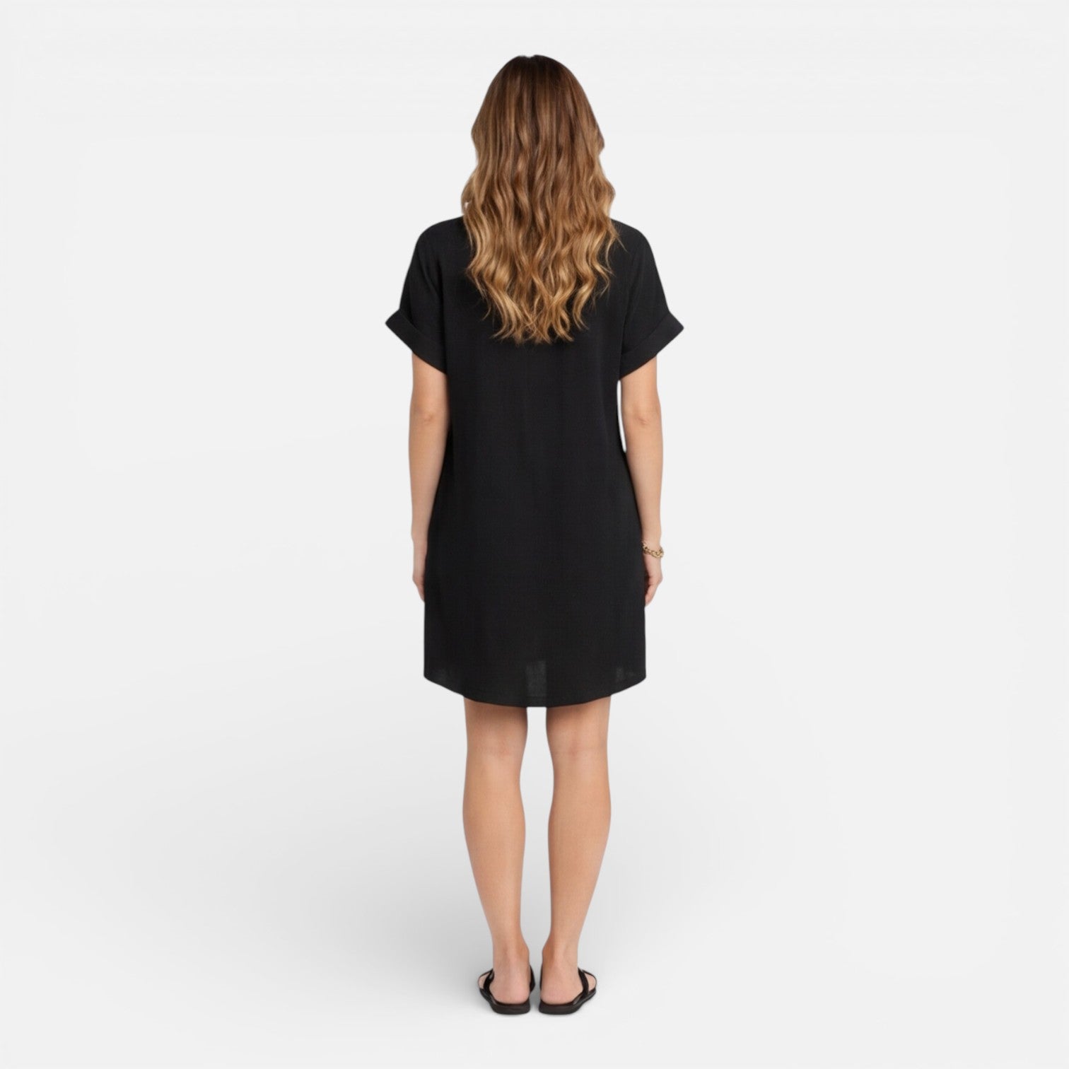 Sawyer | Relaxed Linen-Blend Midi Shirt Dress with Pockets