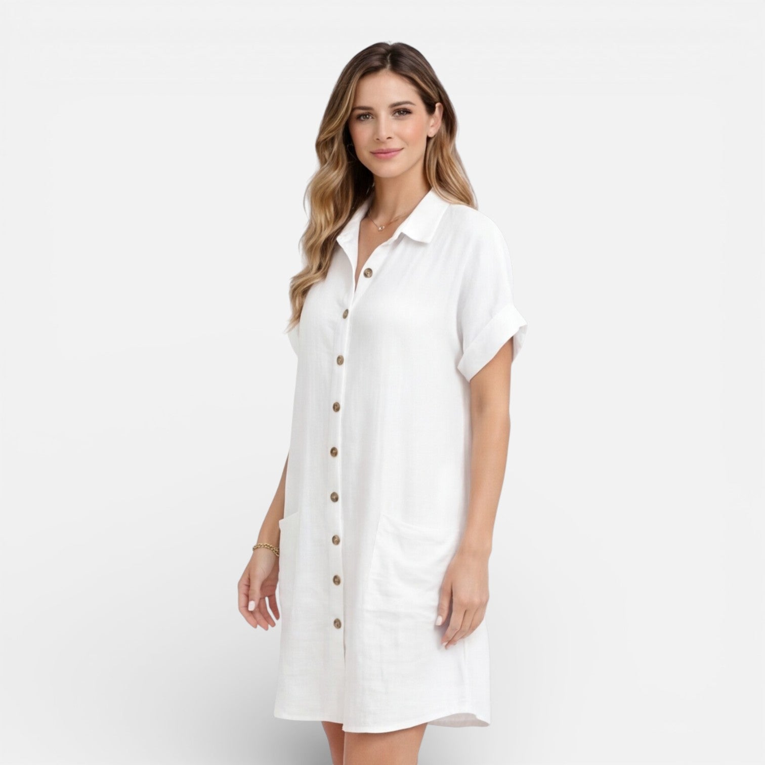 Sawyer | Relaxed Linen-Blend Midi Shirt Dress with Pockets