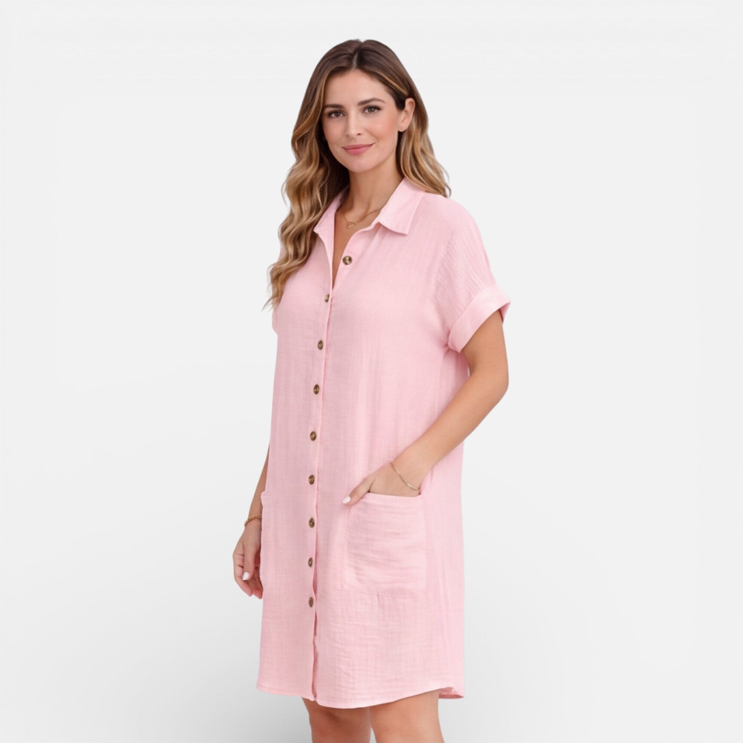 Sawyer | Relaxed Linen-Blend Midi Shirt Dress with Pockets