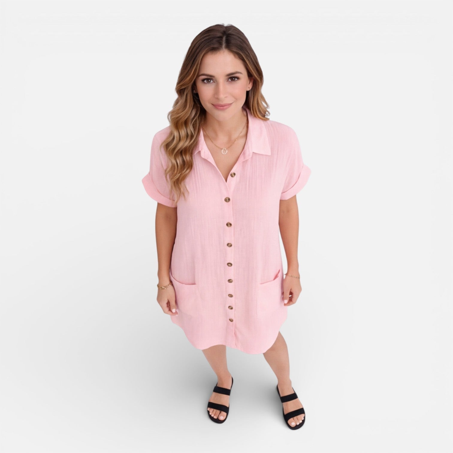 Sawyer | Relaxed Linen-Blend Midi Shirt Dress with Pockets