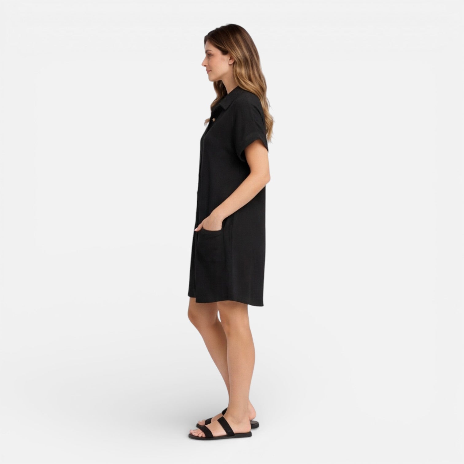 Sawyer | Relaxed Linen-Blend Midi Shirt Dress with Pockets