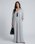 Serina | Striped Long Sleeve Collar Maxi Dress