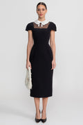 Pia | Cap Sleeve Lace Collar Midi Dress