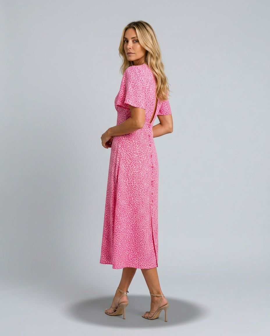 Fern | Floral Print V-Neck Midi Dress