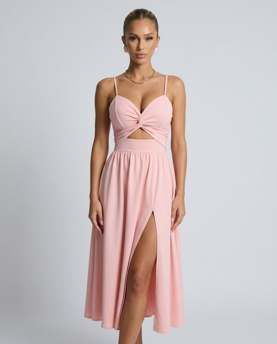 Carmen | Spaghetti Strap High Split Midi Dress