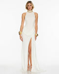 Edith | High Neck Ruched Side Slit Maxi Dress