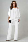 Élaria | Asymmetric Off-Shoulder Chiffon Top & Trouser Set