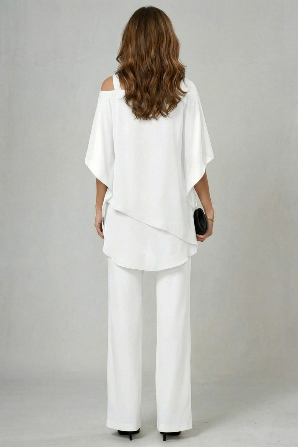 Élaria | Asymmetric Off-Shoulder Chiffon Top & Trouser Set