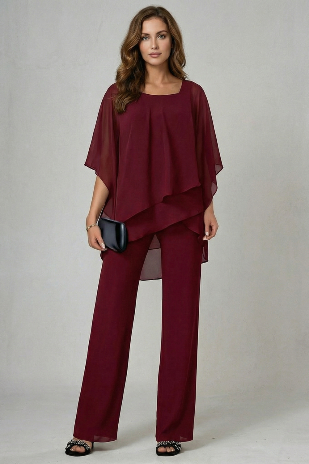 Élaria | Asymmetric Off-Shoulder Chiffon Top & Trouser Set