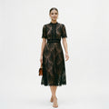 Ada | Lace-Trim Wedding Guest Midi Dress
