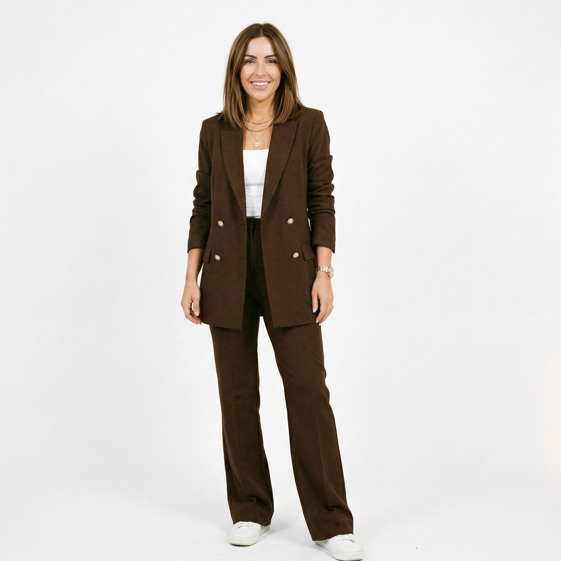 Orla | Long Jacket & Flared Pants Suit Set