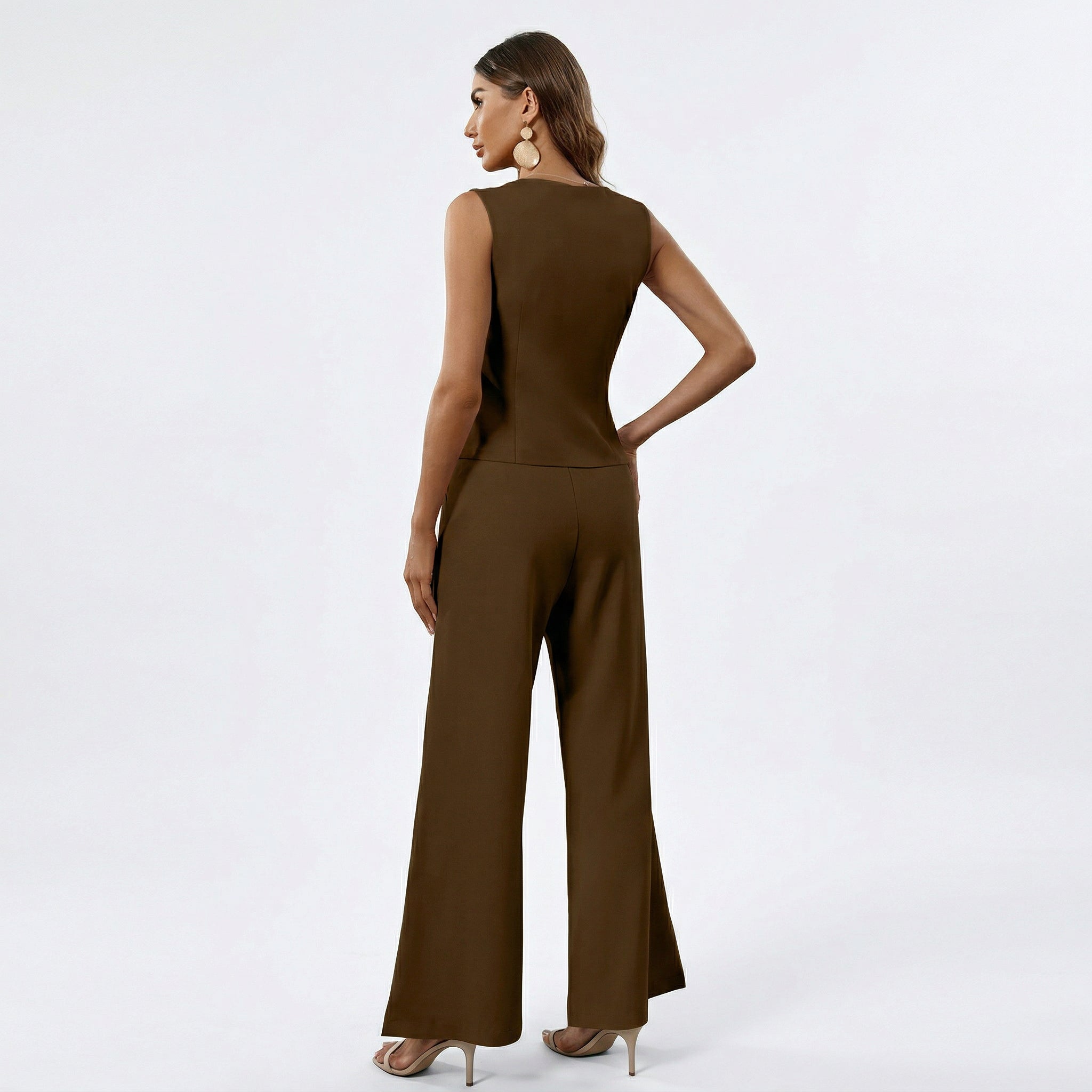 Lena | Sleeveless Vest & Wide Leg Trousers Set