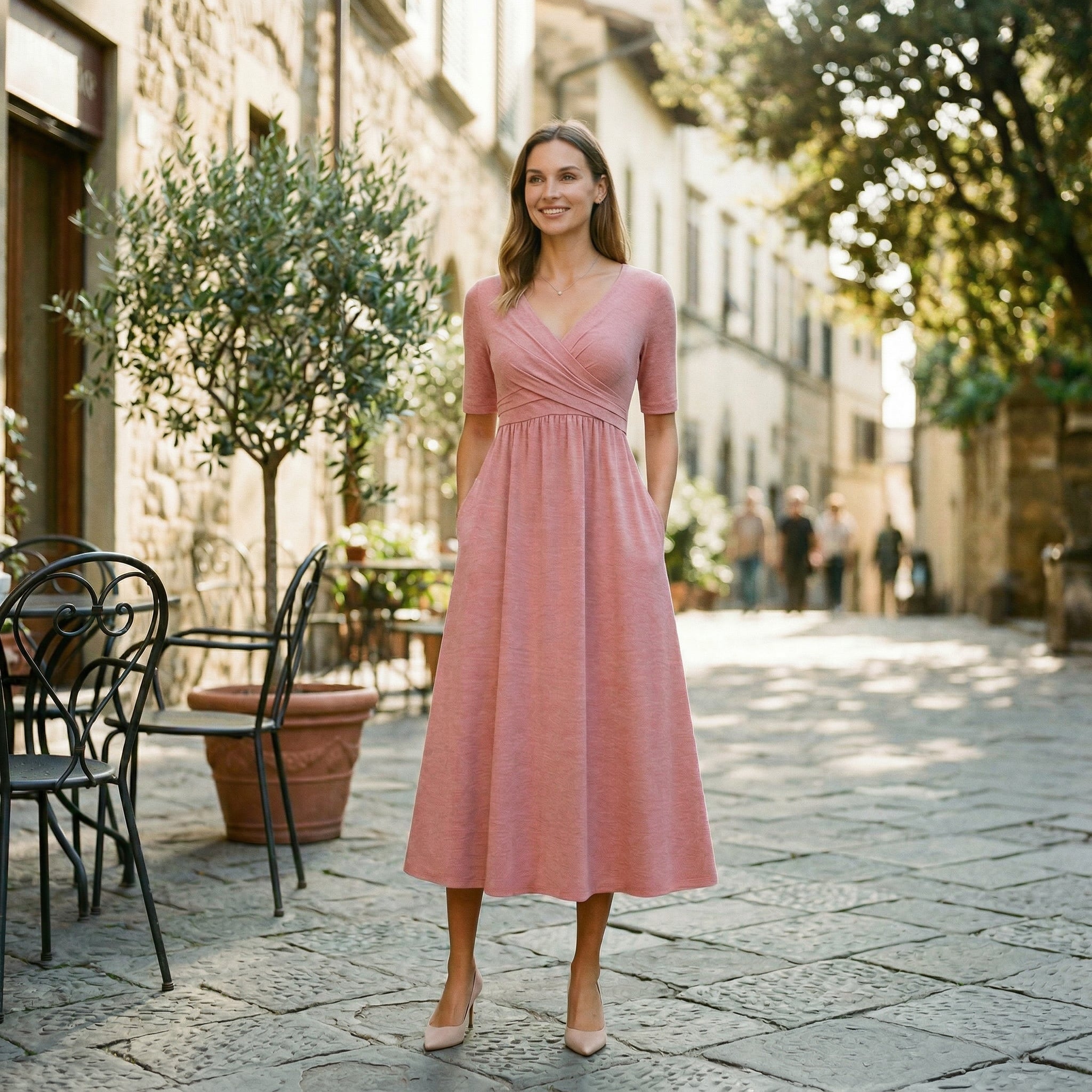 Saskia | Wrap Front Summer Midi Dress