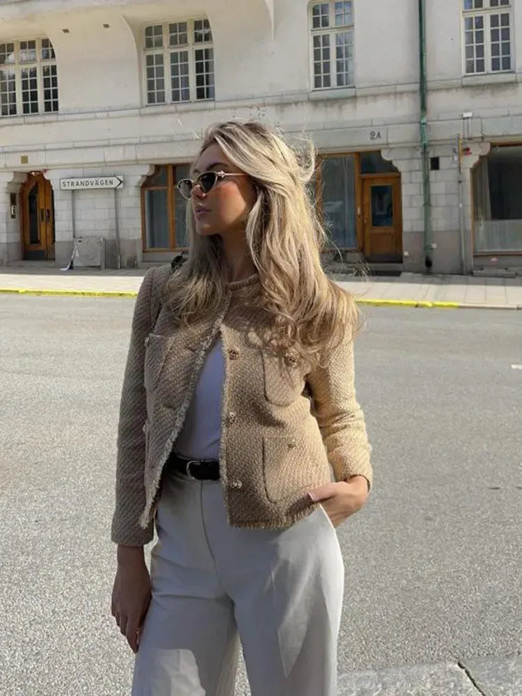 Nalani | Button-Front Pocket Blazer