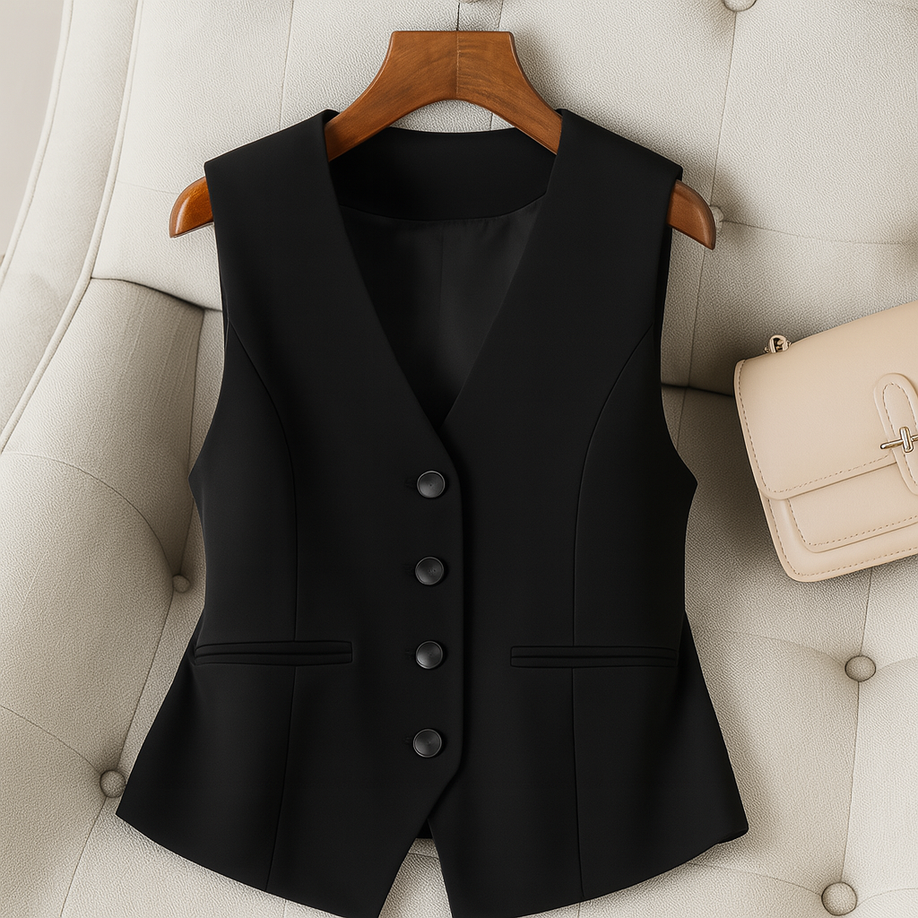 Bianca | Tailored Button-Front Sleeveless Blazer Vest