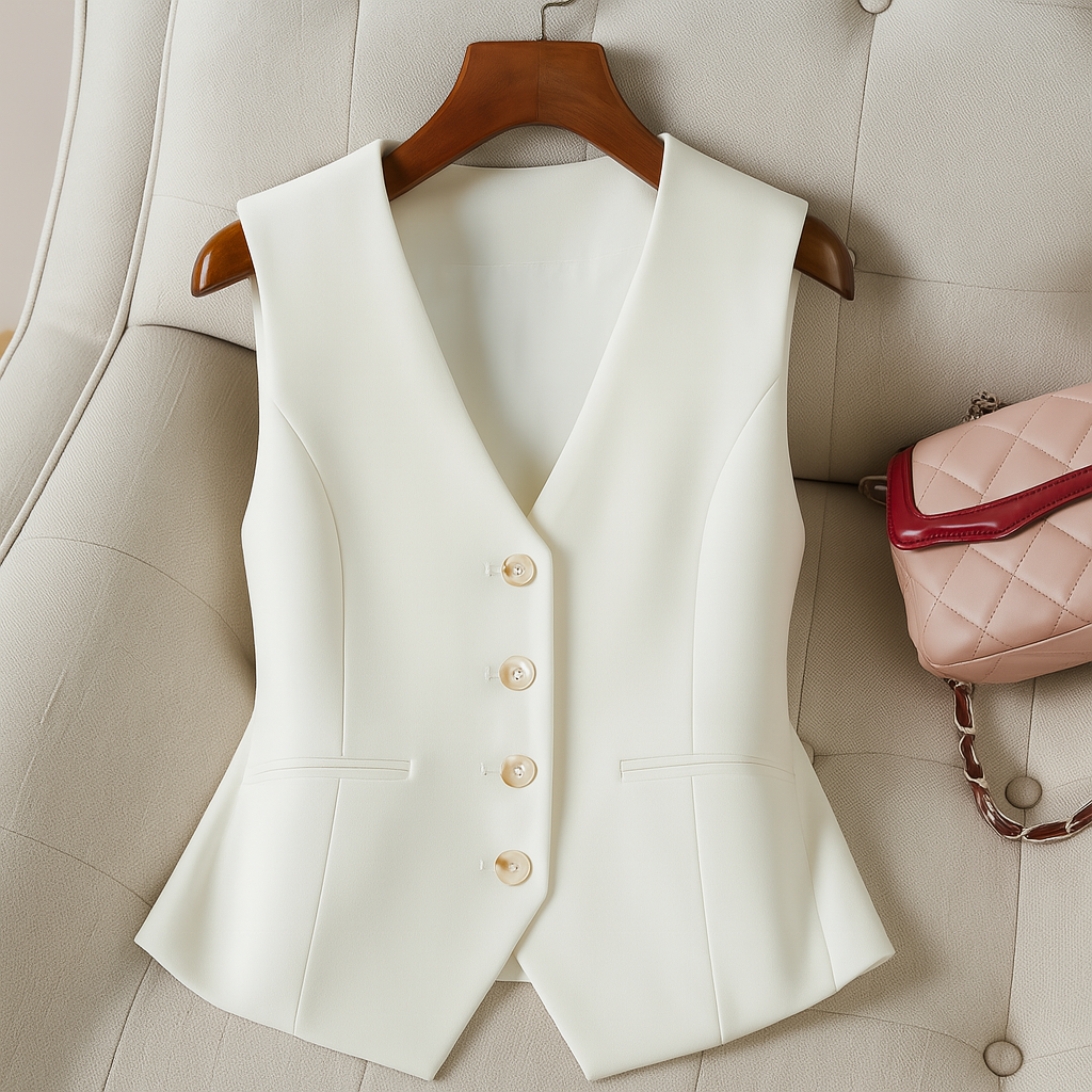 Bianca | Tailored Button-Front Sleeveless Blazer Vest