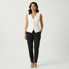 Bianca | Tailored Button-Front Sleeveless Blazer Vest
