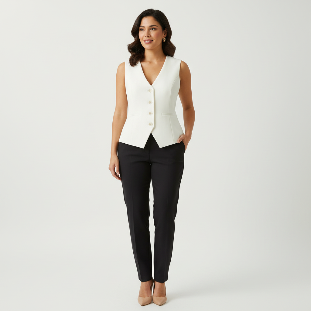 Bianca | Tailored Button-Front Sleeveless Blazer Vest
