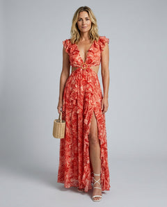 Quinn | Floral Print Side Slit Maxi Dress