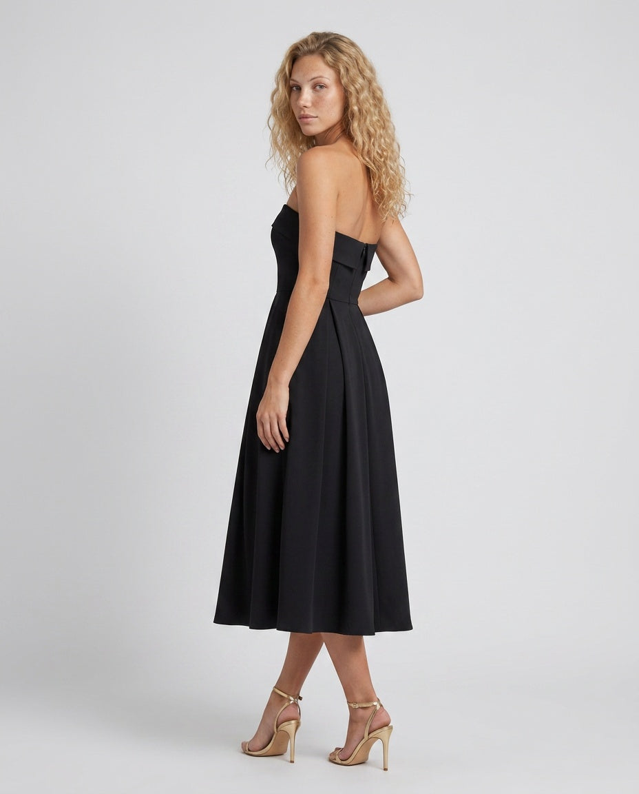 Stella | Strapless Structured Bodice Midi Dress