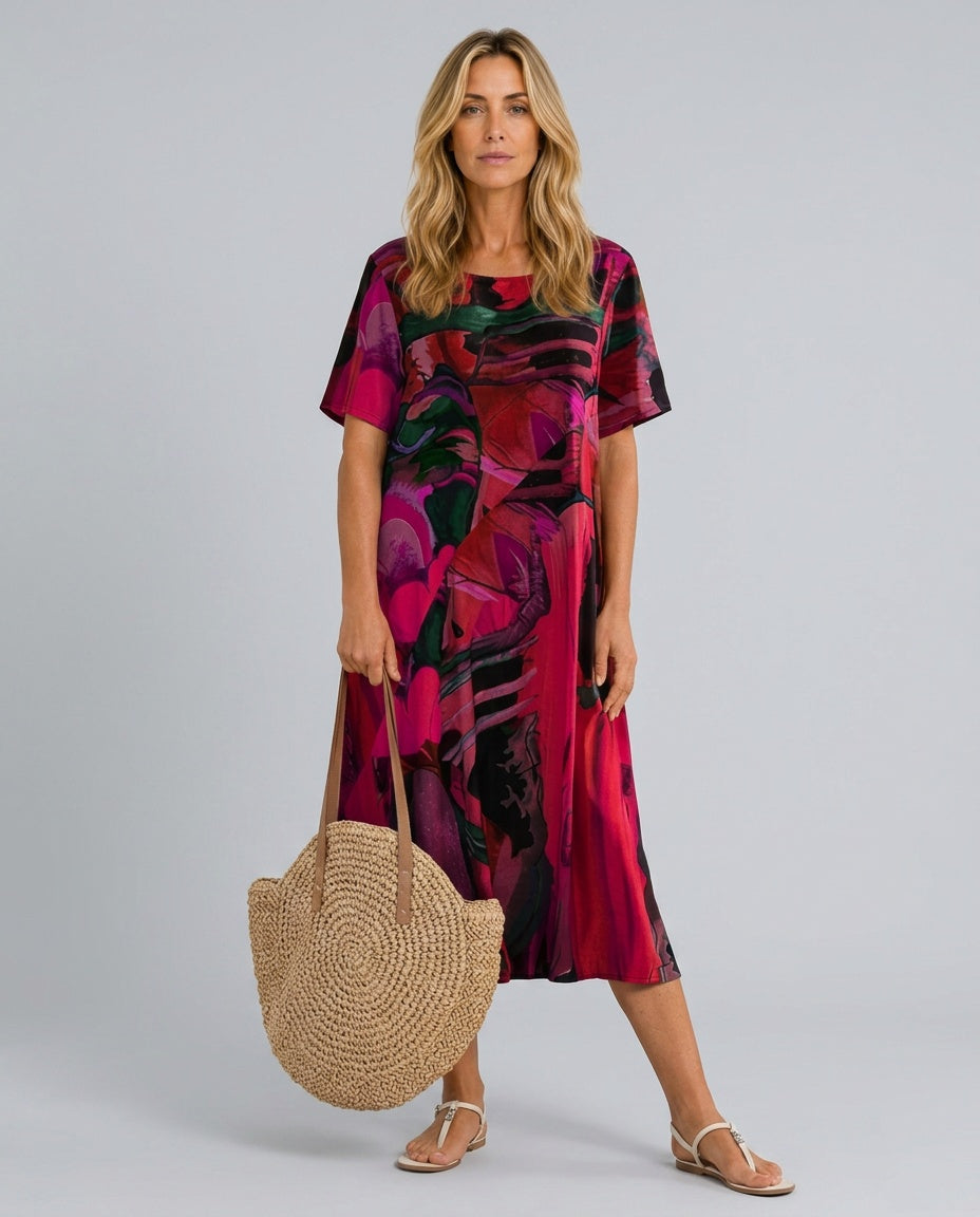 Elin | Relaxed Floral Print Midi Dress