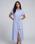 Willa | Striped Linen-Blend Belted Maxi Dress