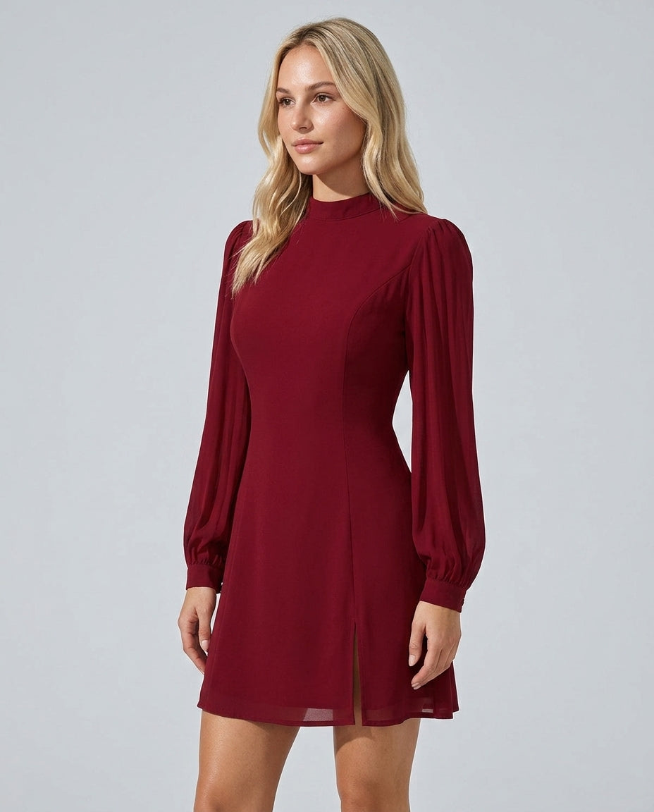 Remy | Mock Neck See-Through Mini Dress