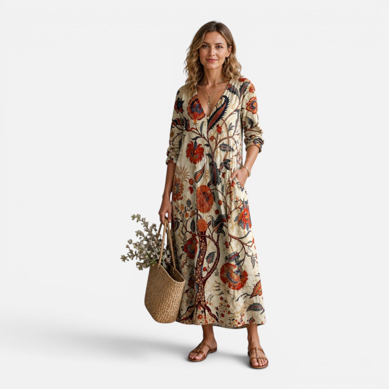 Mia | Floral Print Boho Maxi Dress