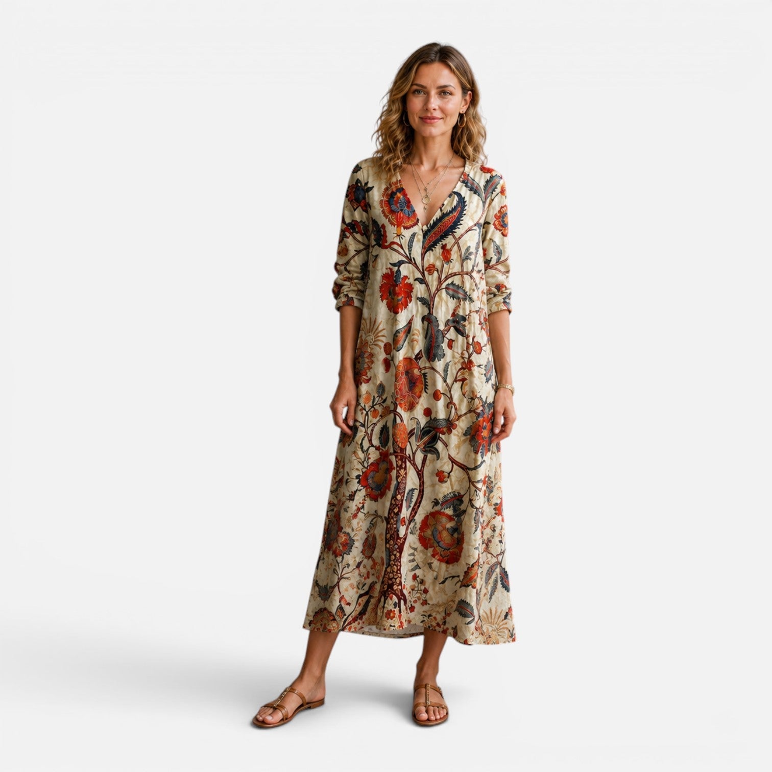 Mia | Floral Print Boho Maxi Dress