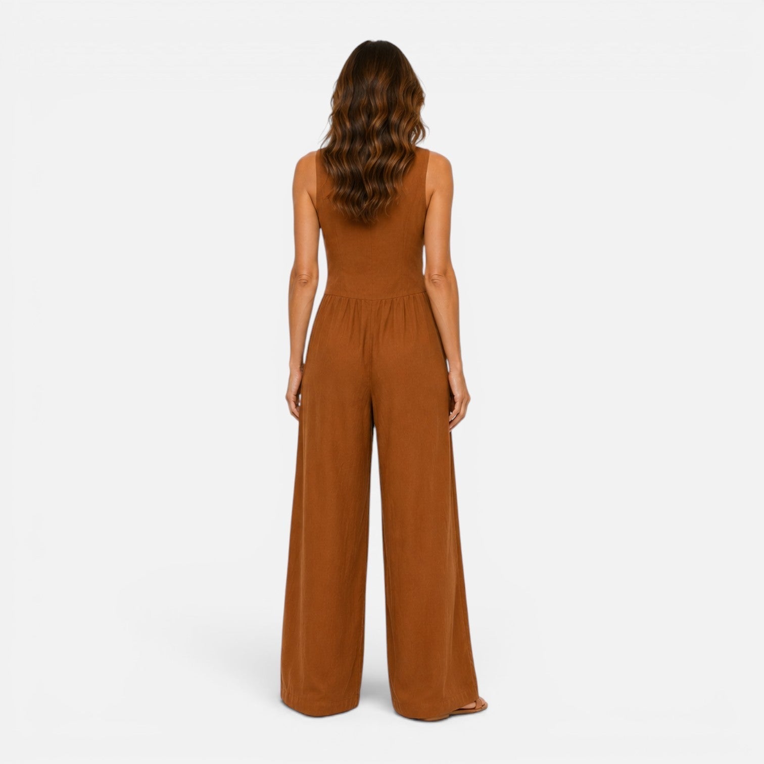 Colette | Button Front Wide Leg Jumpsuit