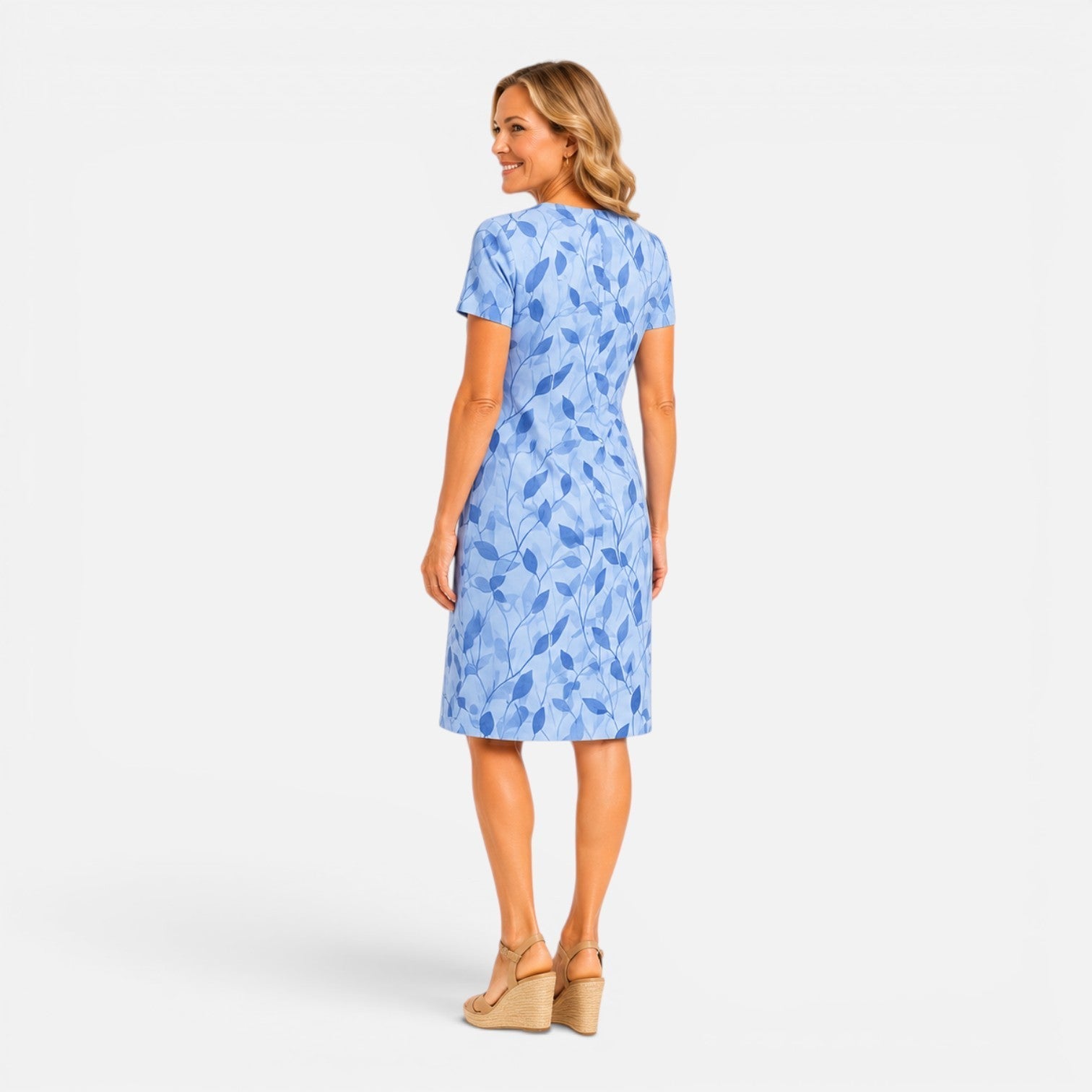 Brooke | Printed V-Neck Short Sleeve Midi Dress