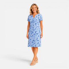 Brooke | Printed V-Neck Short Sleeve Midi Dress