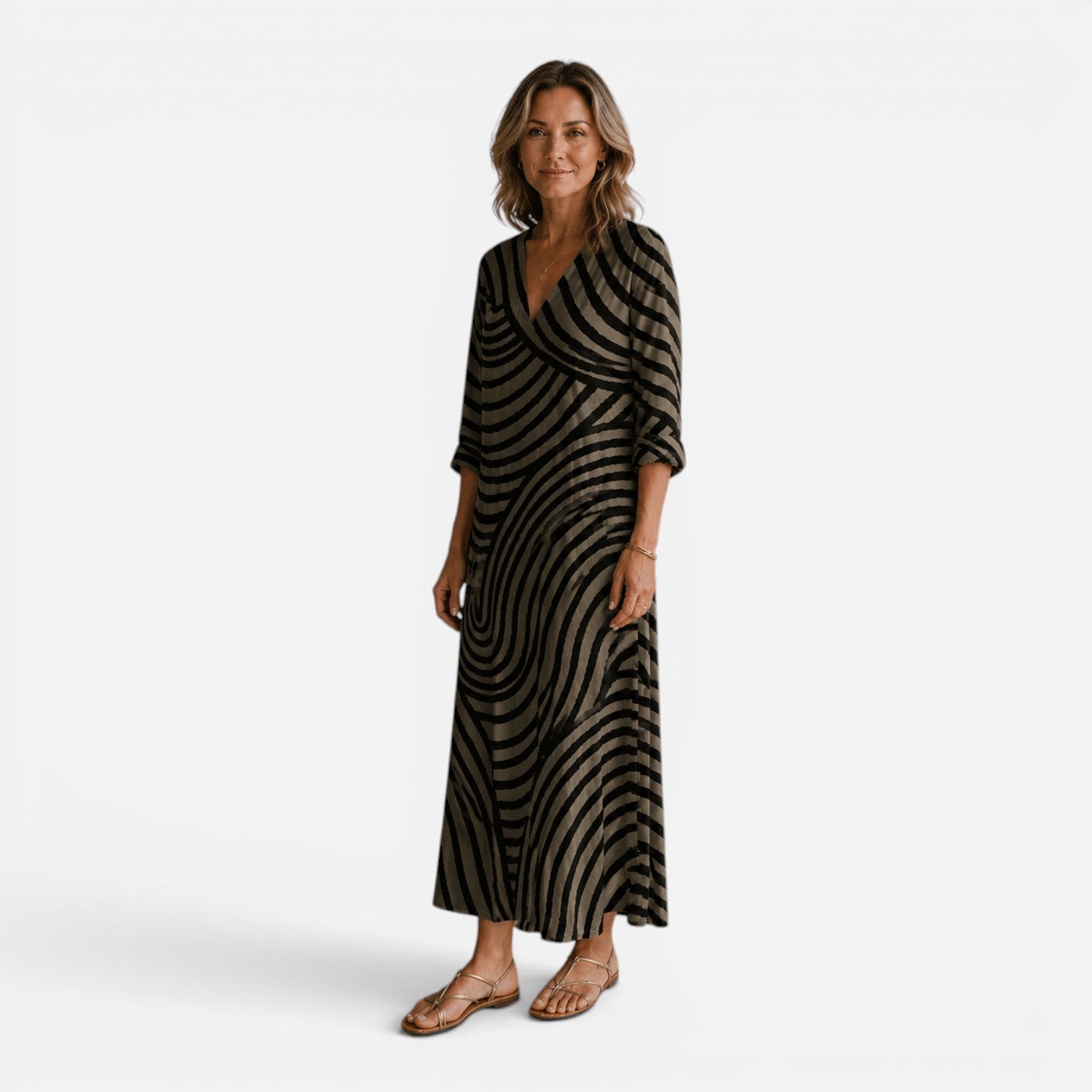 Fernanda | Flowy Abstract Print Maxi Dress