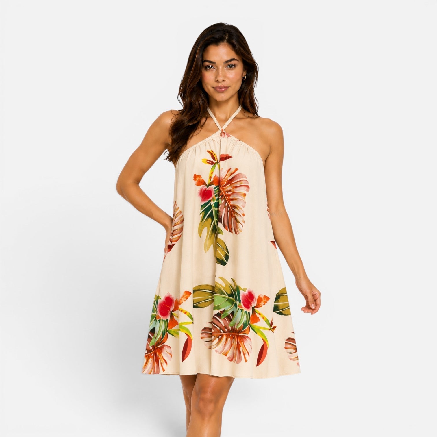 Alejandra | Halter Neck Flowy Mini Dress