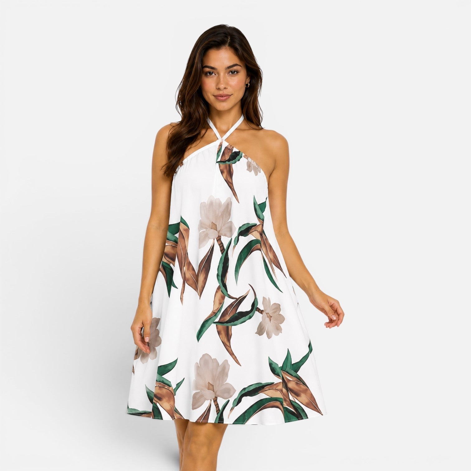 Alejandra | Halter Neck Flowy Mini Dress