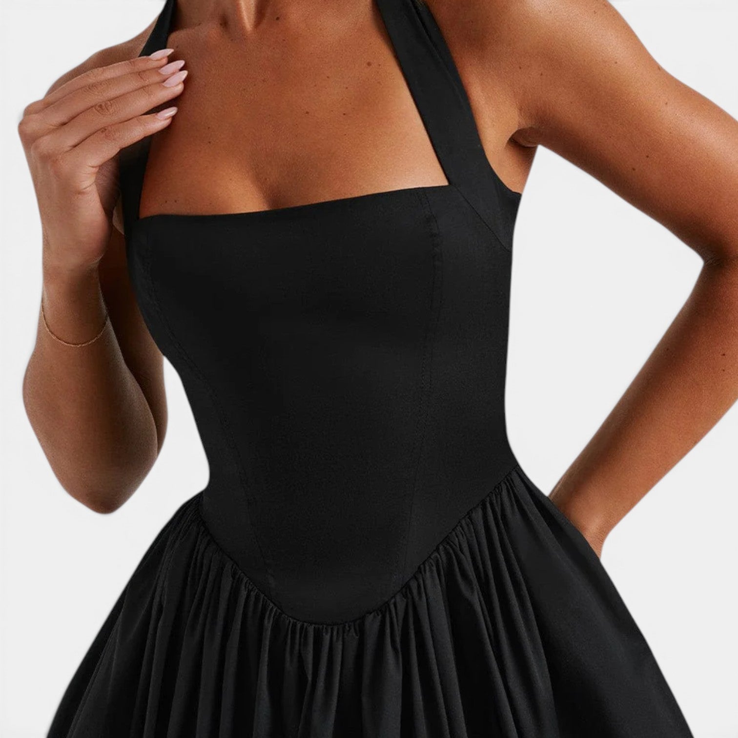 Ruby | Halter Neck Corset Backless Fit & Flare Midi Dress