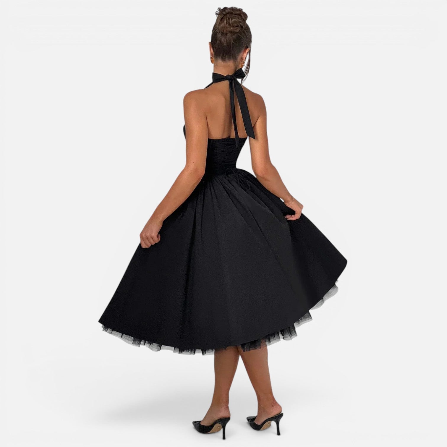 Ruby | Halter Neck Corset Backless Fit & Flare Midi Dress