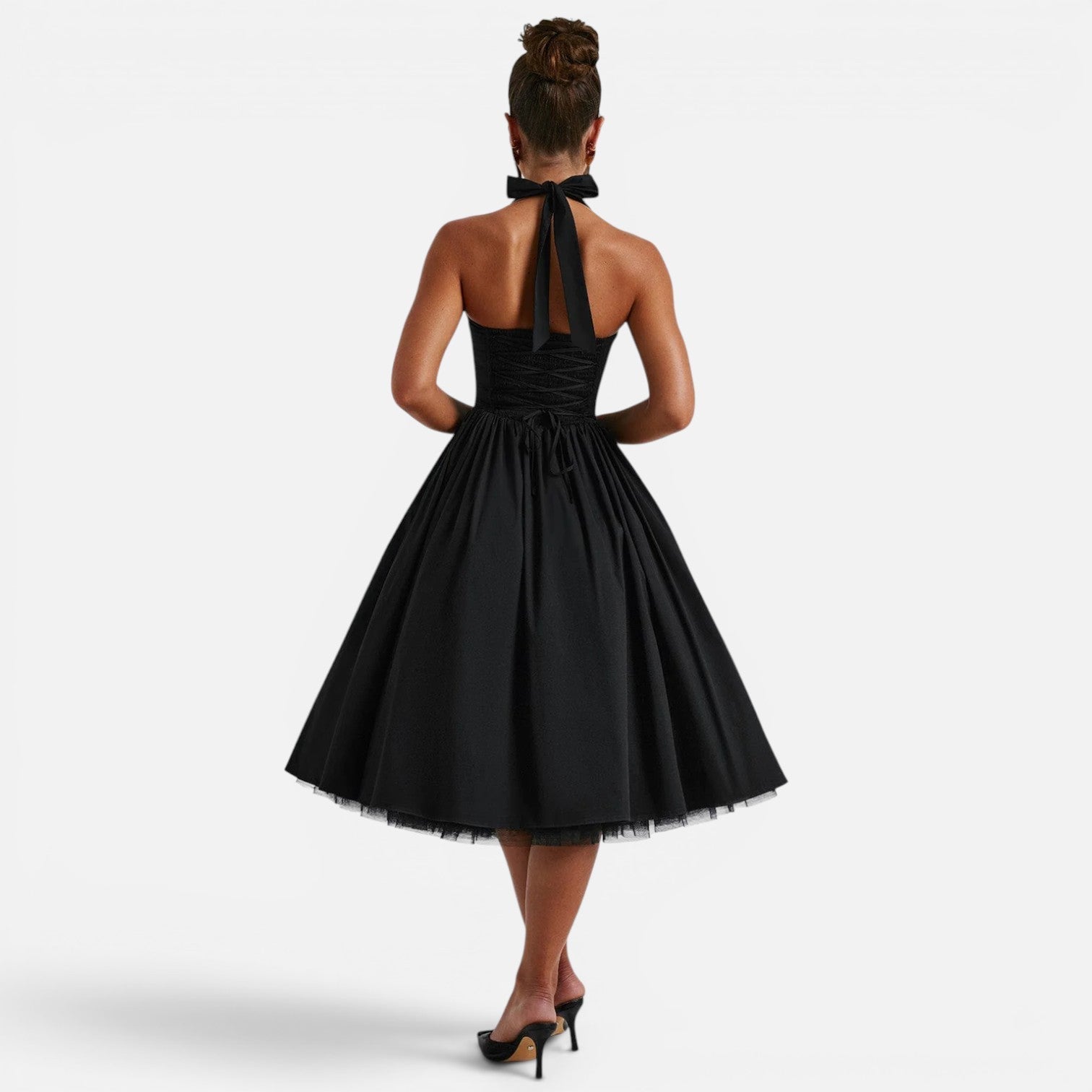 Ruby | Halter Neck Corset Backless Fit & Flare Midi Dress