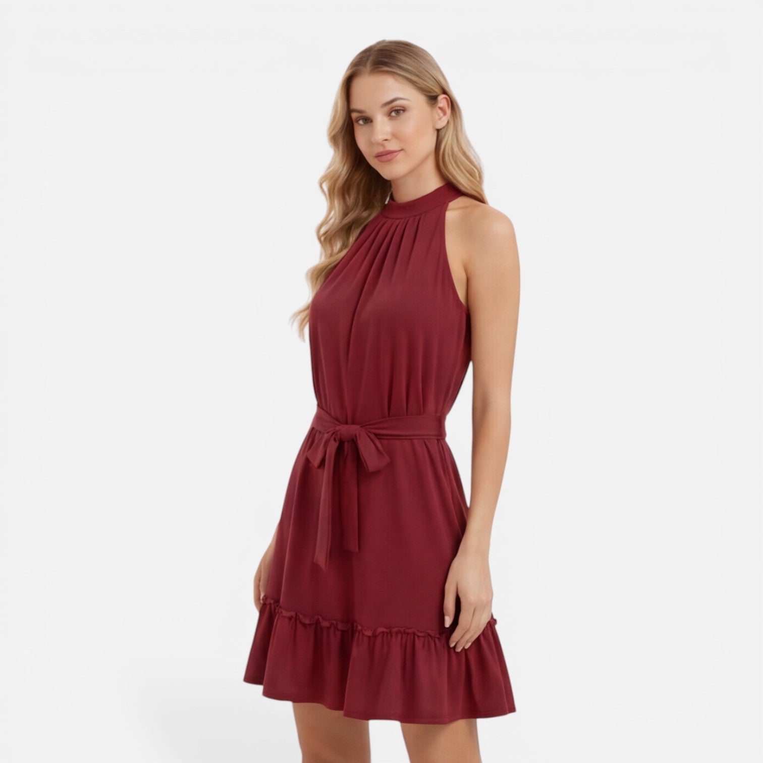 Isabela | Halter Neck Lightweight Mini Dress
