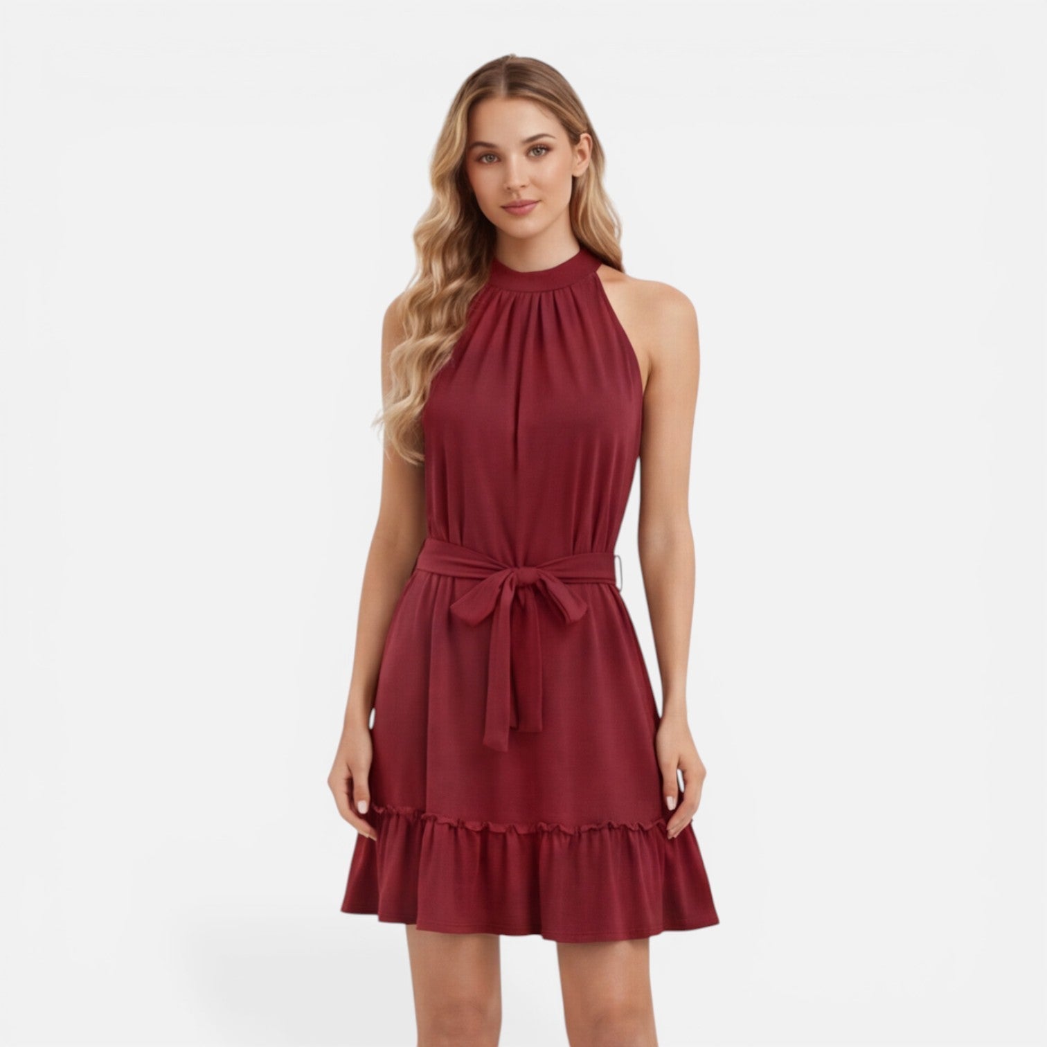 Isabela | Halter Neck Lightweight Mini Dress