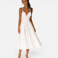 Sofia | Waist-Cut Flowing Wedding Guest Midi Dress