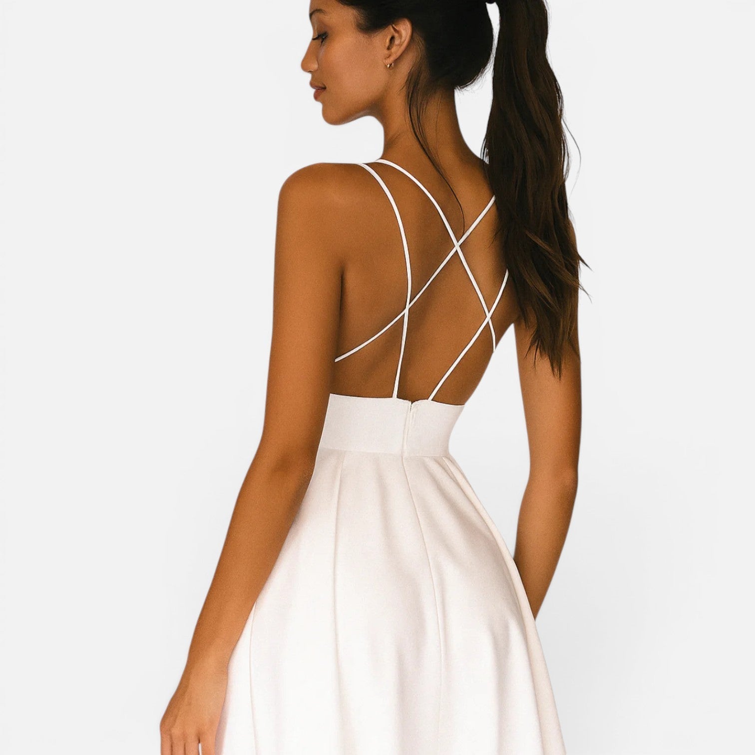 Sofia | Waist-Cut Flowing Wedding Guest Midi Dress