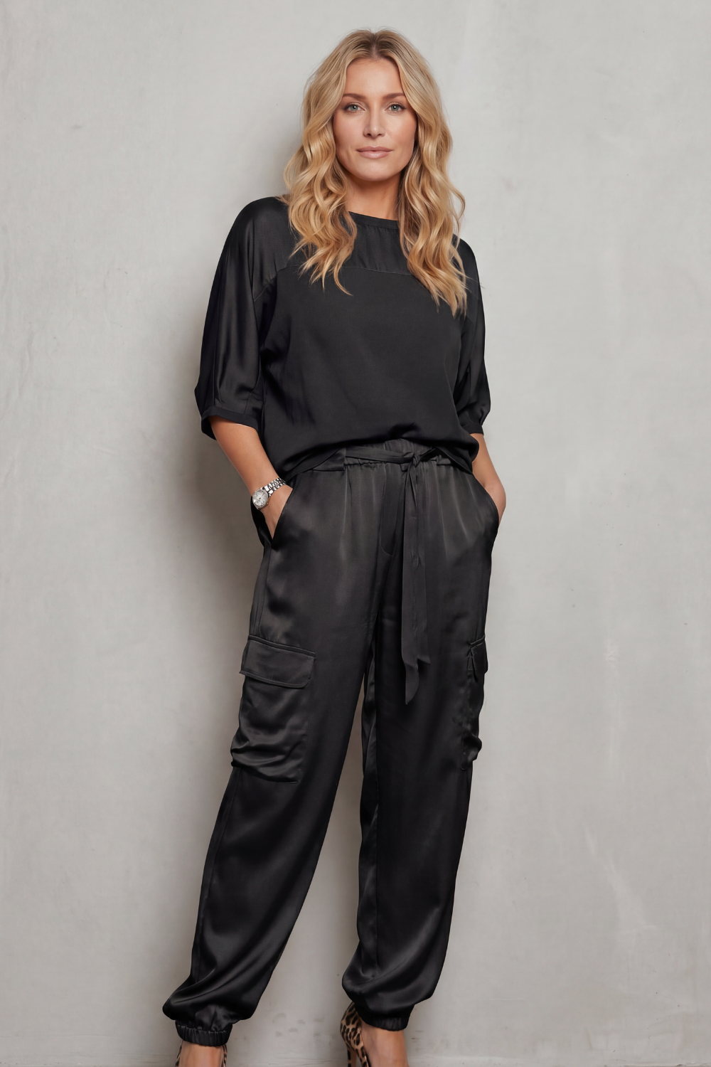 Finley | Silky Cargo Short Sleeve Lounge Set