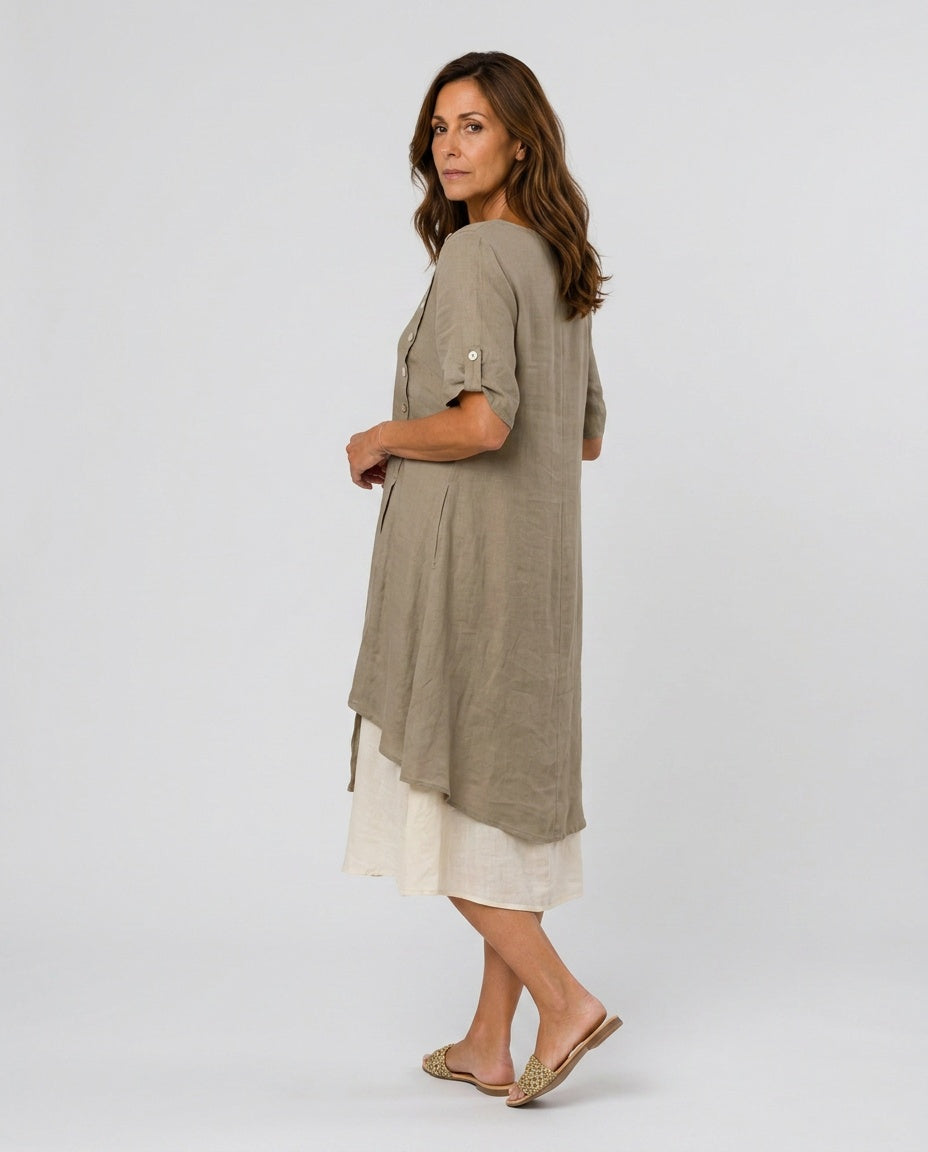 Micaela | Asymmetric Short Sleeve Two-Piece Set
