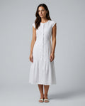 Amara | Round Neck Solid Midi Dress